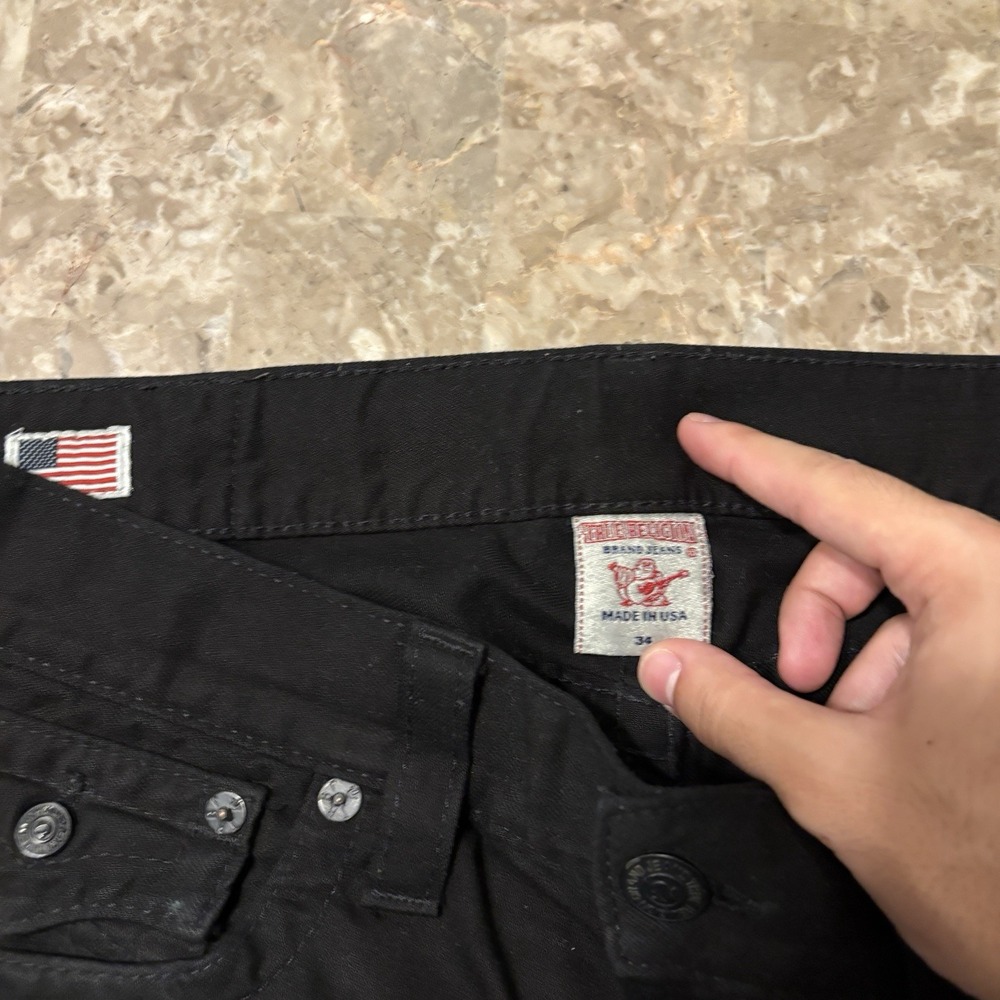 True Religion Jeans Mens 34 (fits 36x31) Black Ricky Straight Flap Pocket Denim - Picture 5 of 15